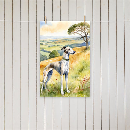 Greyhound and a tree - Poster - Sighthound Creatives