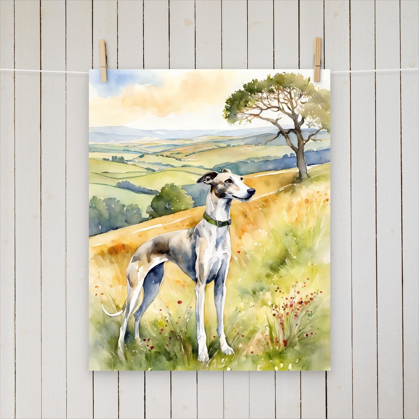 Greyhound and a tree - Poster - Sighthound Creatives