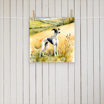 Greyhound looking up the hills - Poster - Sighthound Creatives